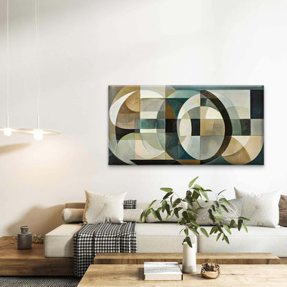 Abstract Geometric Design Wall Art Canvas Office Home Room Framed 120x60cm - Bella Home Decor