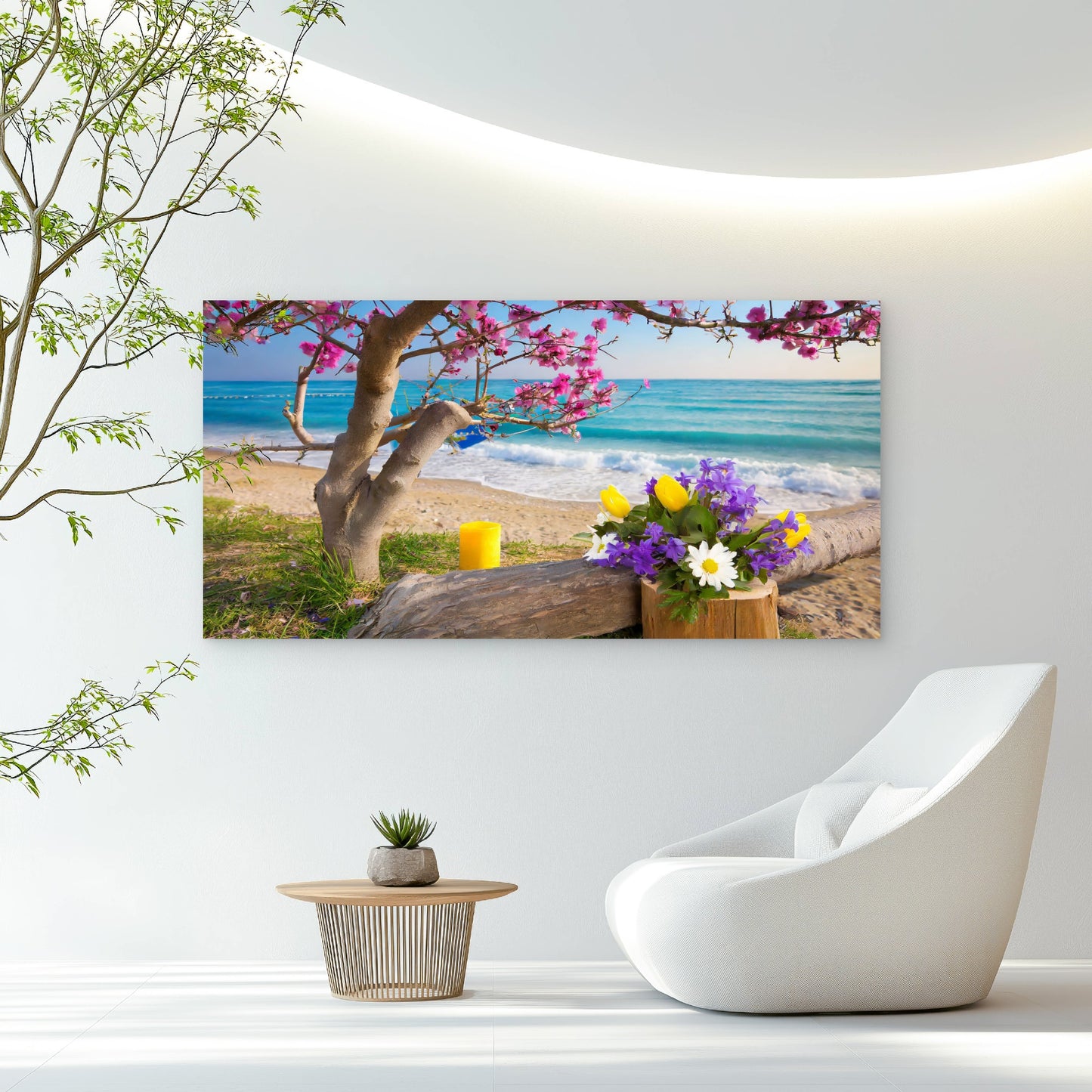 Seaside Spring Floral Beauty Wall Art Canvas Office Home Room Framed 120x60cm