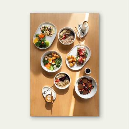 Variety of Healthy Brunch and Breakfast Options 40x60cm Metal Print Ready to Hang