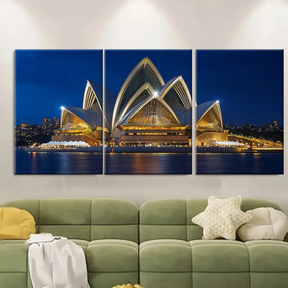 3pcs Sydney Opera House Travel Print Australia Wall Art Set Canvas Framed 40x60cm - High Quality Print 100% Australian Made Wall Canvas Ready to Hang