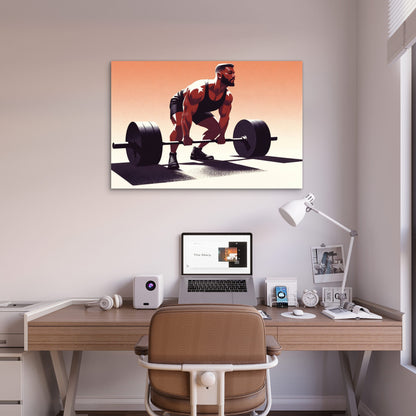 Stylized Illustration Of Athlete Lifting Barbell Gym Fitness 5mm thick Plastic Poster Ready to Hang 90x60cm