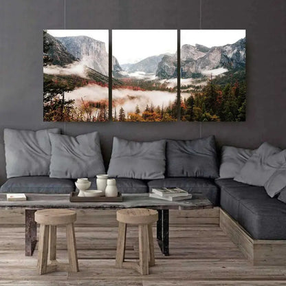 3pcs Yosemite Mountain Landscape Wall Art Set Canvas Framed 50x70cm - High Quality Print 100% Australian Made Wall Canvas Ready to Hang