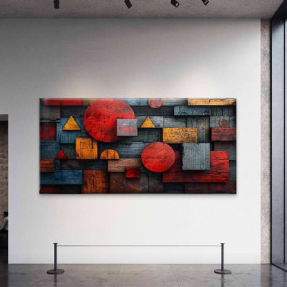 Abstract Geometric Shapes Wall Art Canvas Office Home Room Framed 120x60cm - Bella Home Decor
