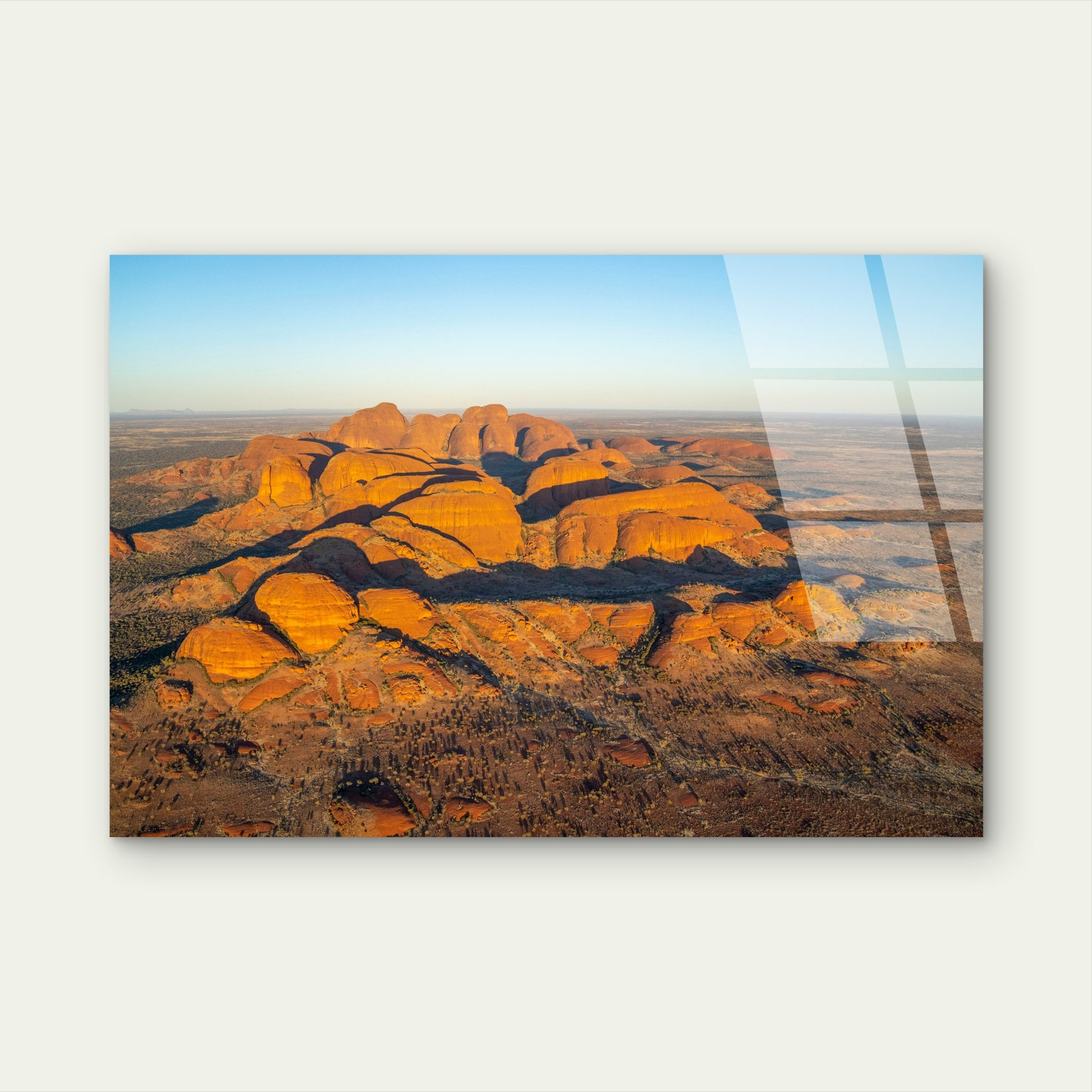 Aerial Sunrise View Of Kata Tjuta Rock Domes Desert Landscape Northern Territory Australia Acrylic Glass Printing Wall Art Australian Made