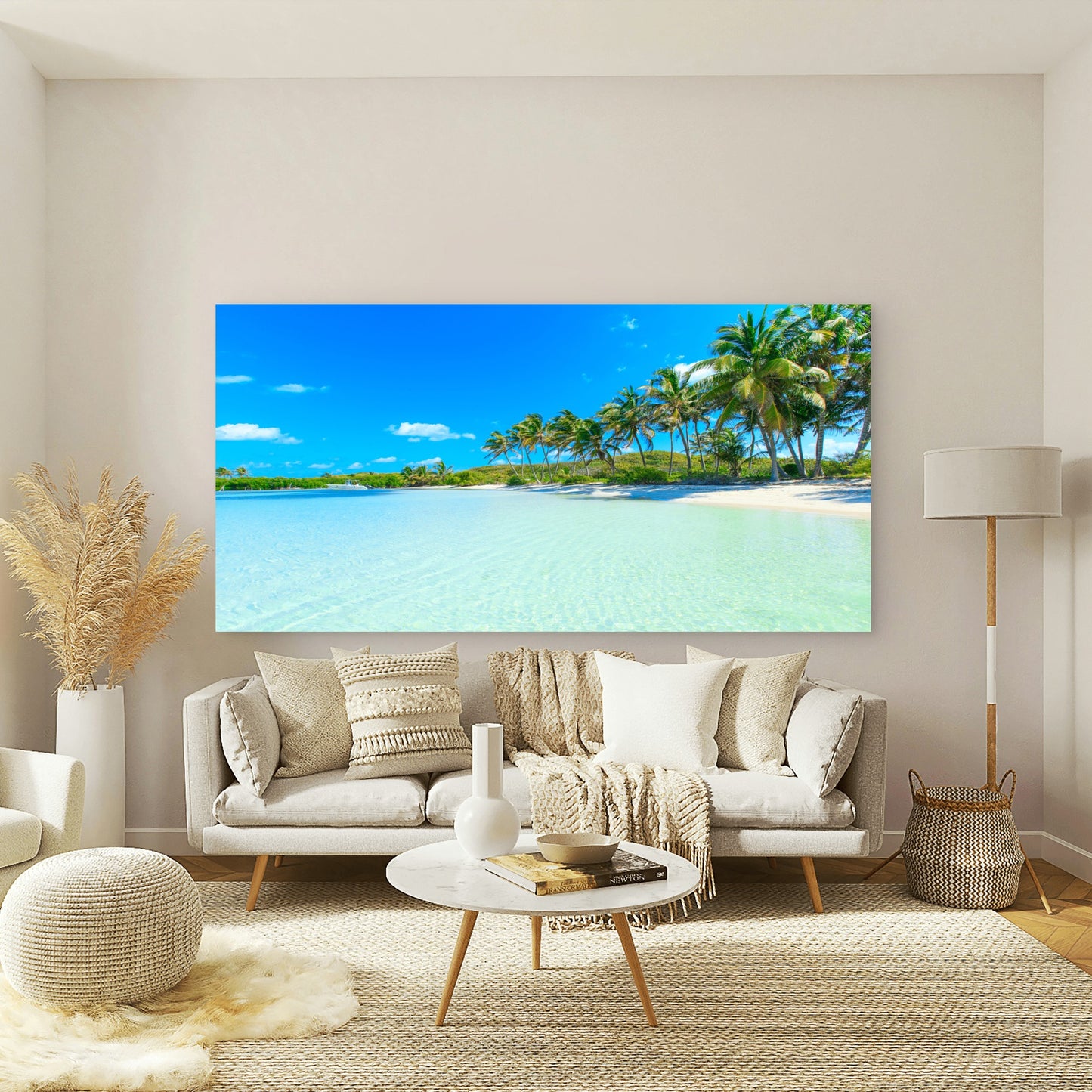 Peaceful Tropical Beach Island Wall Art Canvas Office Home Room Framed 120x60cm