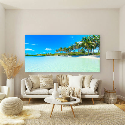 Peaceful Tropical Beach Island Wall Art Canvas Office Home Room Framed 120x60cm