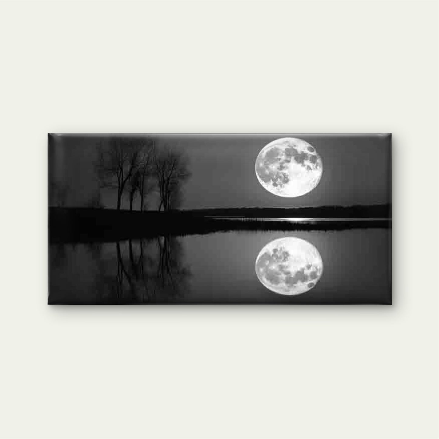 Full Moon Reflection Lake Night Wall Art Canvas Office Home Room Framed 120x60cm - Bella Home Decor
