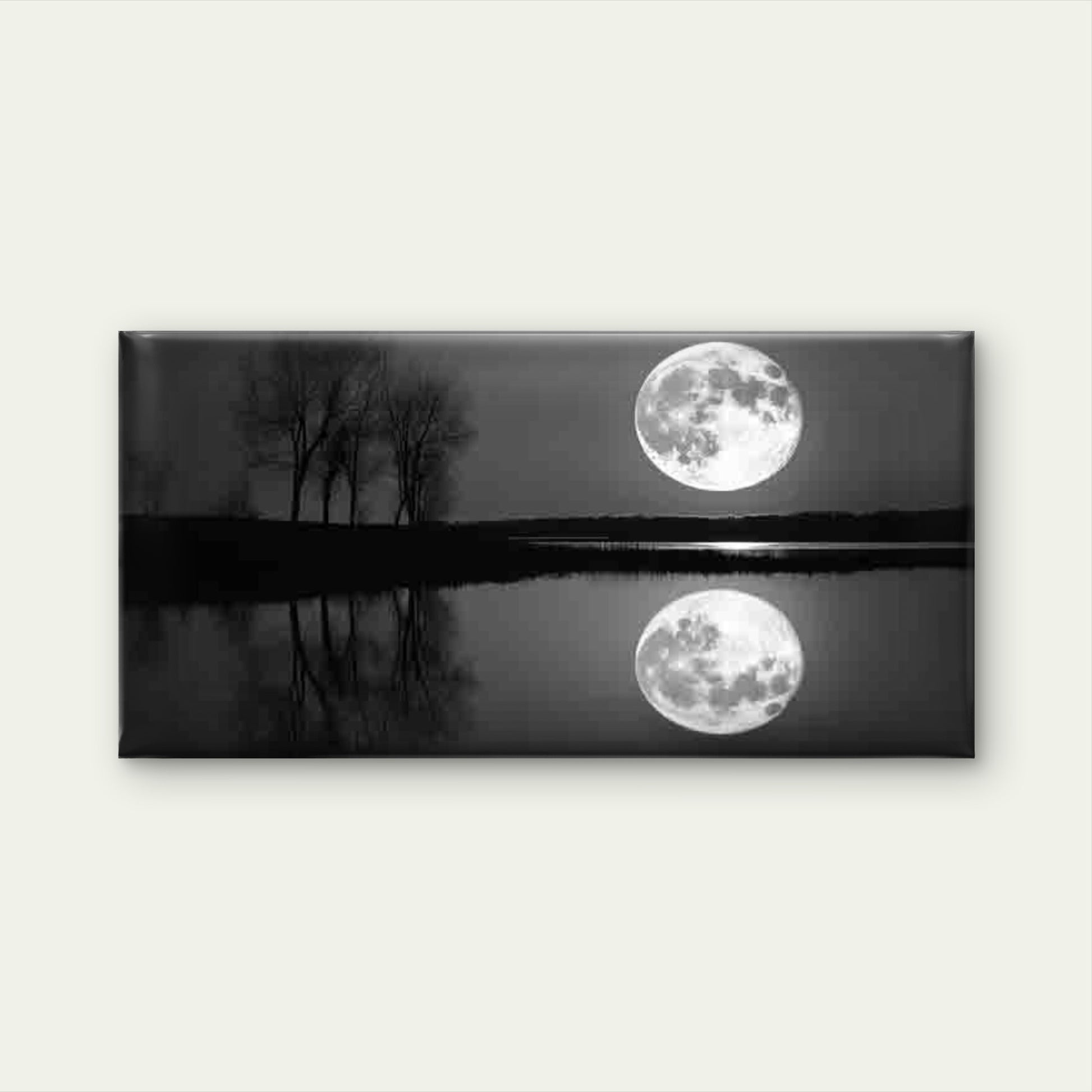 Full Moon Reflection Lake Night Wall Art Canvas Office Home Room Framed 120x60cm - Bella Home Decor