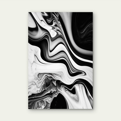 Black And White Marble Fluid Abstract 60x90cm Metal Print Ready to Hang