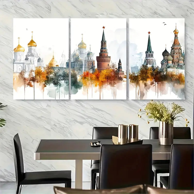 3pcs Featuring Bratsk, Russia Metal Print Ready to Hang Art