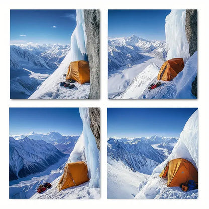 4pcs Snowy Expedition In Winter Wall Art Canvas Framed