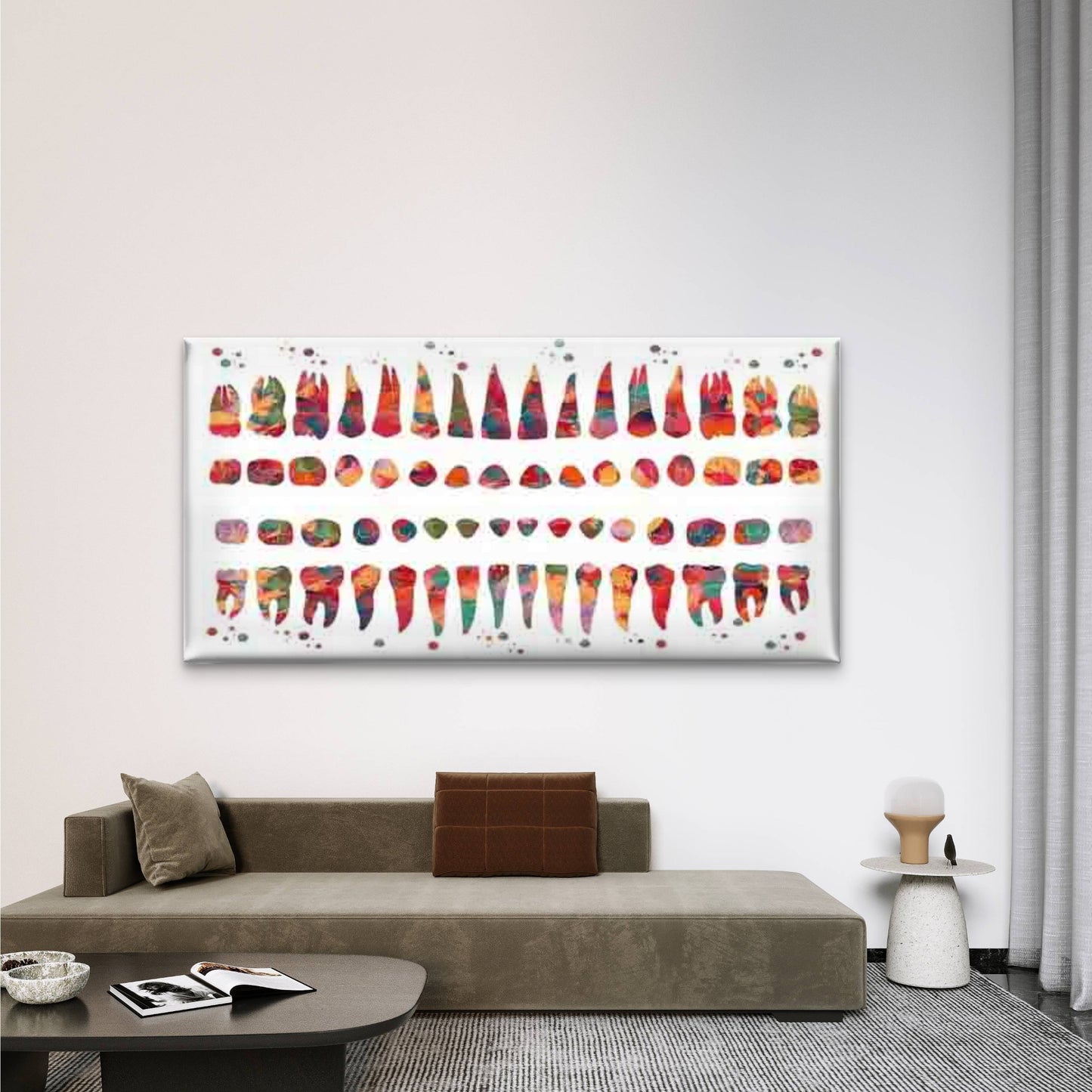 Teeth with Color-Coded Dental Wall Art Canvas Office Home Room Framed 120x60cm