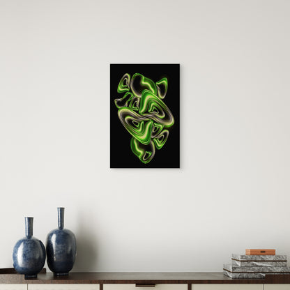 Abstract Green Shapes with Metallic Sheen 40x60cm Metal Print Ready to Hang