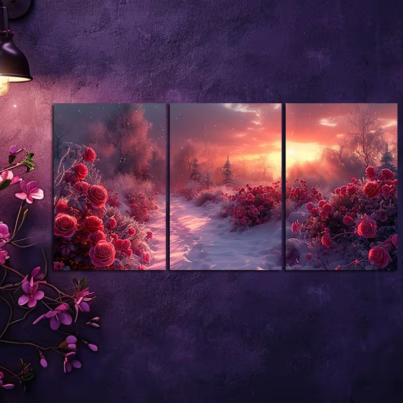 3pcs City of Roses Series Wall Art Set Canvas Framed 50x70cm - High Quality Print 100% Australian Made Wall Canvas Ready to Hang - Bella Home Decor