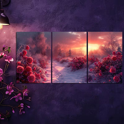 3pcs City of Roses Series Wall Art Set Canvas Framed 50x70cm - High Quality Print 100% Australian Made Wall Canvas Ready to Hang - Bella Home Decor