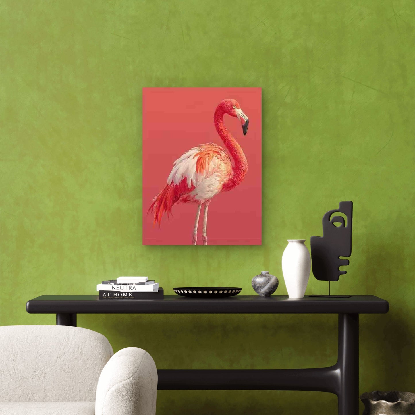 Pink Flamingo Artwork in a Modern Style Metal Print Ready to Hang