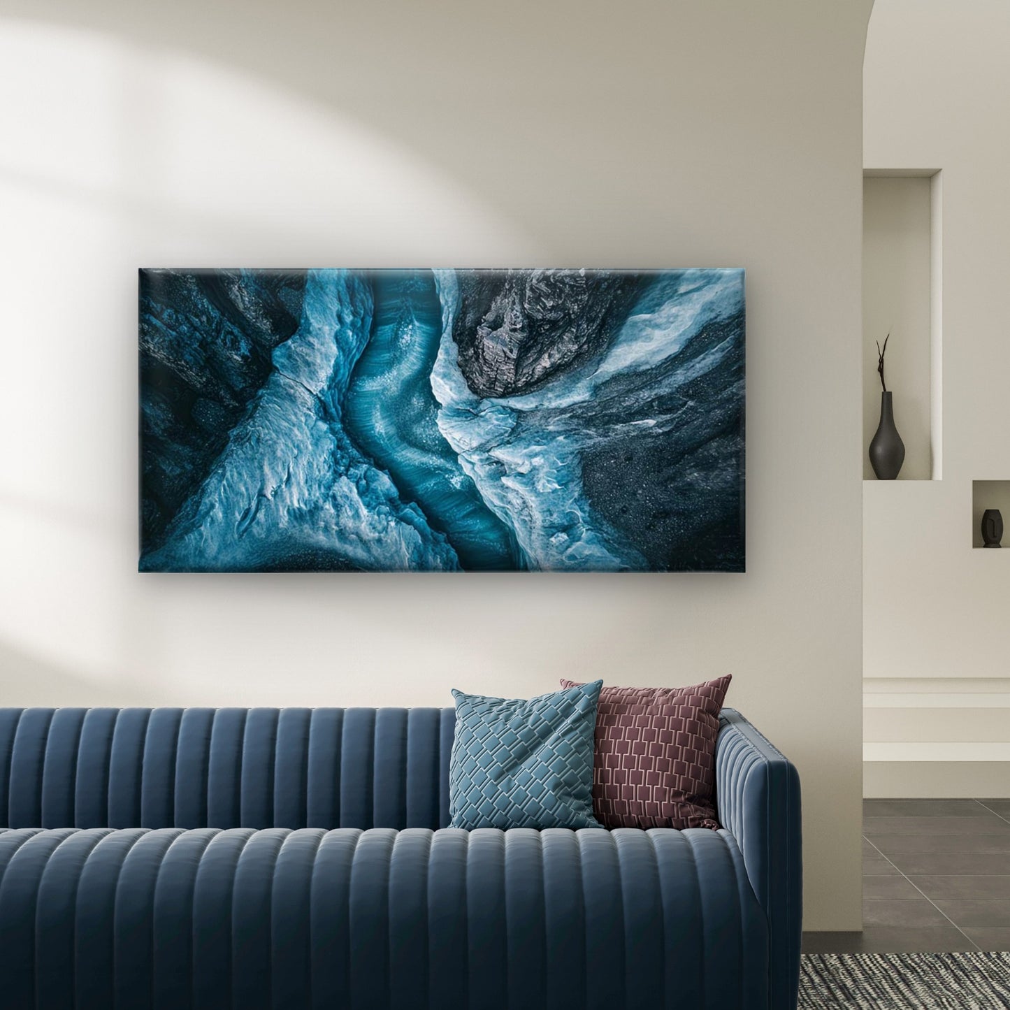 Flowing Through Frozen Veins Wall Art Canvas Office Home Room Framed 120x60cm - Bella Home Decor