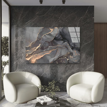 Black Gold Abstract Art Tempered Glass Printing Wall Art Australian Made Quality