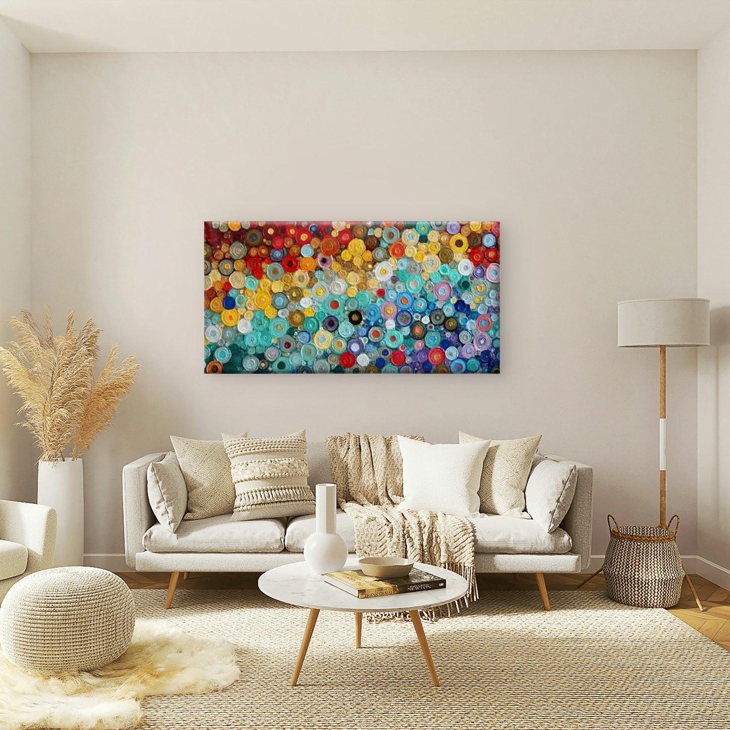 Abstract with Colorful Circles Wall Art Canvas Office Home Room Framed 120x60cm - Bella Home Decor