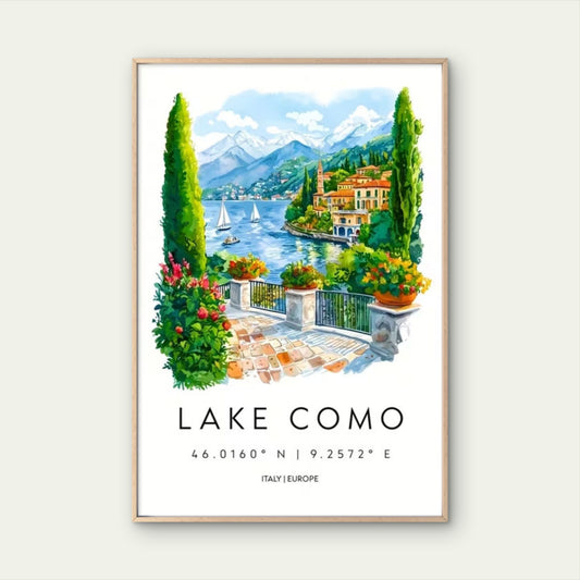 Lake Como Italy Landscape Travel Poster Print Wall Art