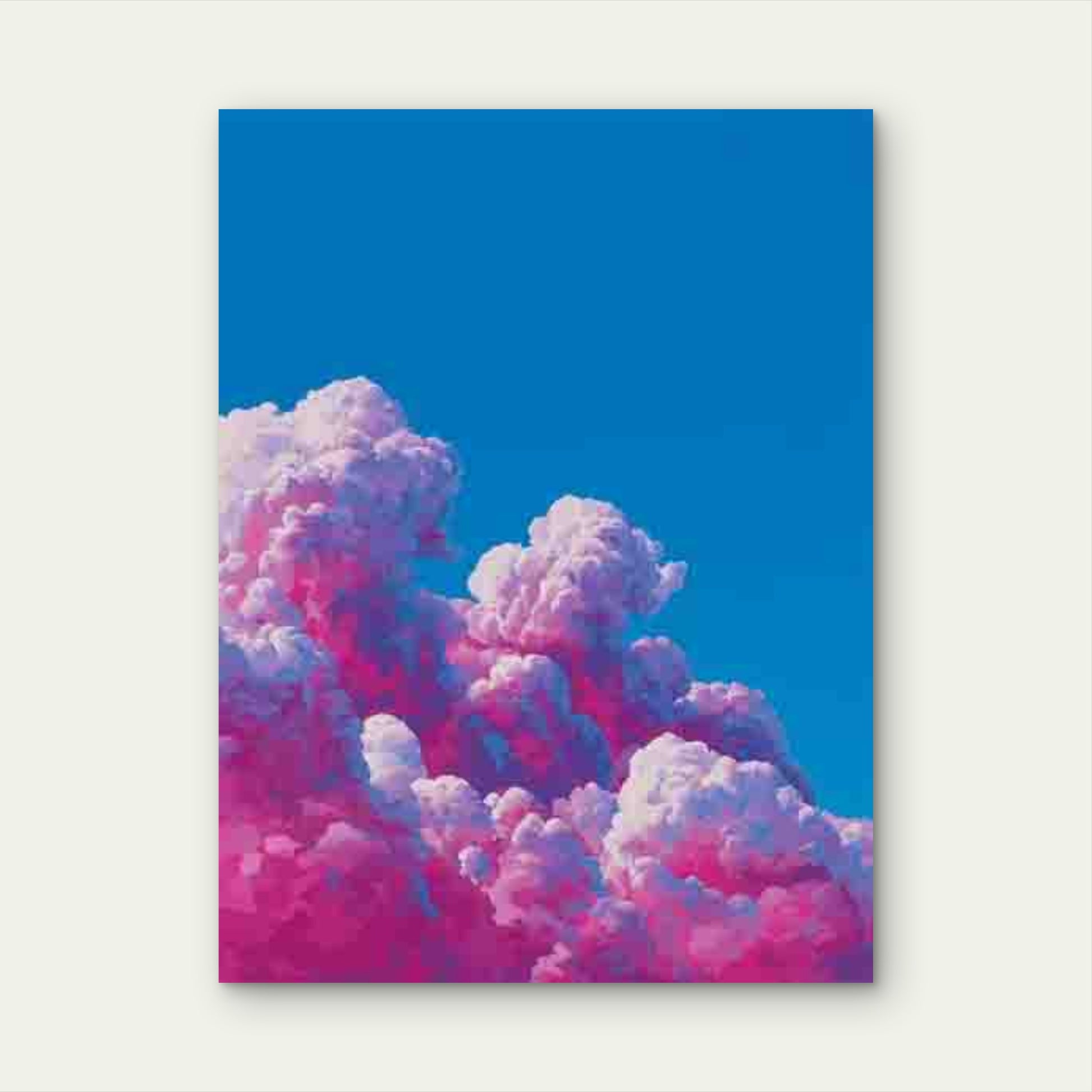 Blue & Pink Manga Style Clouds 60x90cm Metal Print Ready to Hang - Bella Home Decor