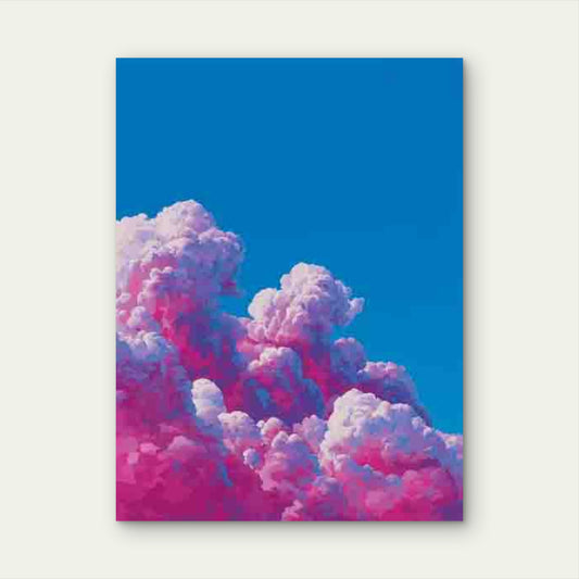 Blue & Pink Manga Style Clouds 60x90cm Metal Print Ready to Hang - Bella Home Decor