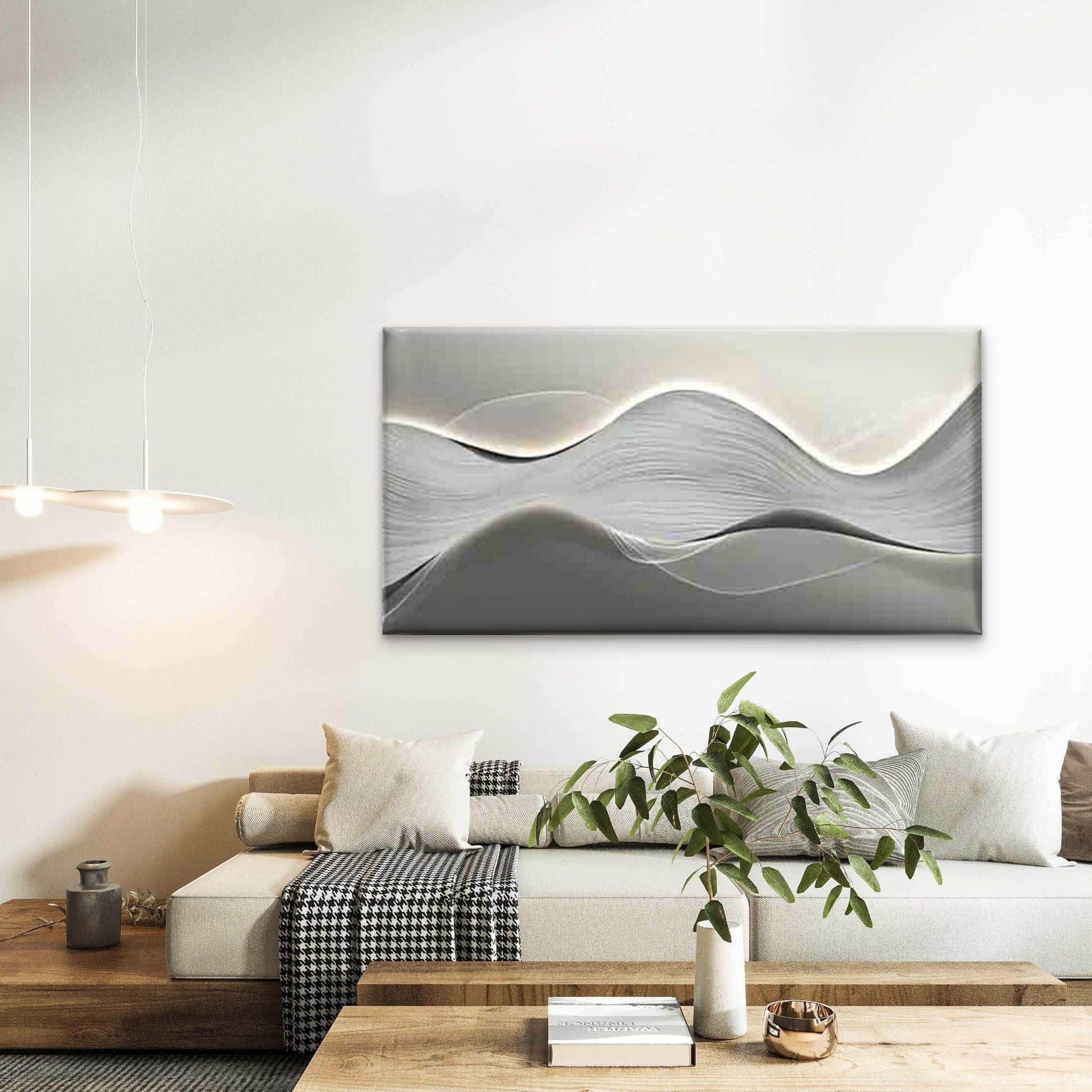 Neutral Color Modern Abstract Wall Art Canvas Office Home Room Framed 120x60cm - Bella Home Decor