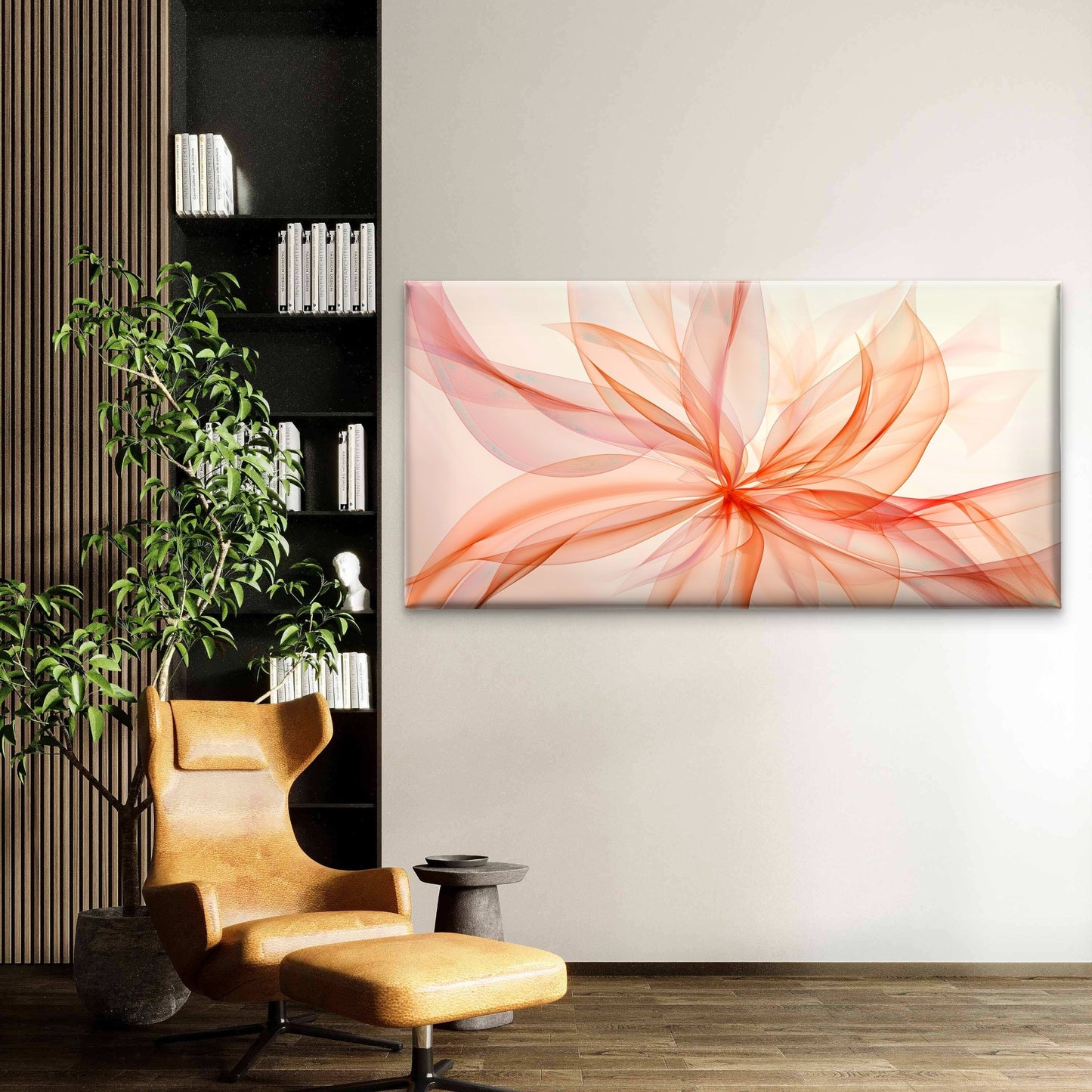 Vibrant Orange Flower Art Wall Art Canvas Office Home Room Framed 120x60cm