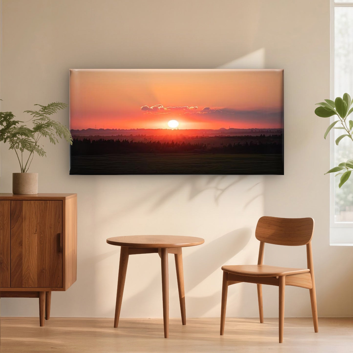Decoration Sunset Artwork Wall Art Canvas Office Home Room Framed 120x60cm - Bella Home Decor