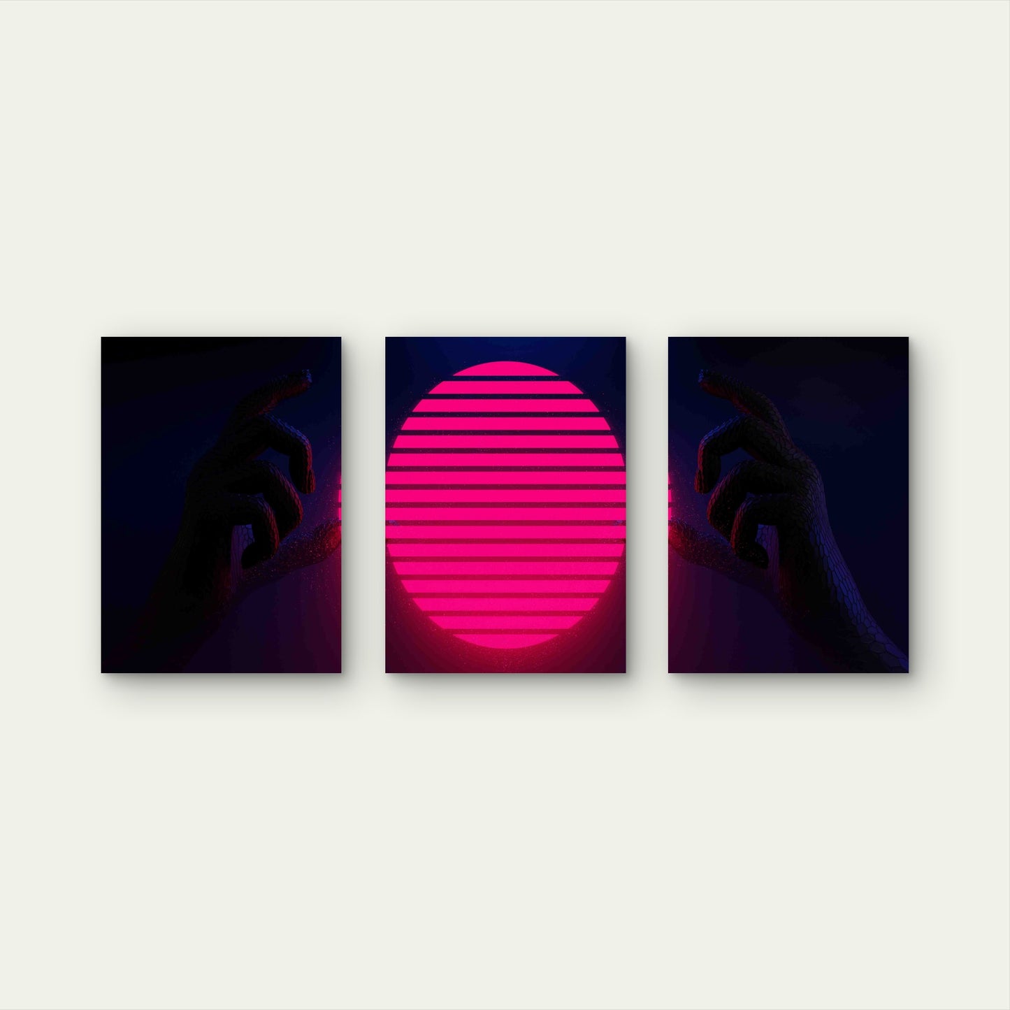 3pcs Illustration Rendering Futuristic Cyberpunk Metal Print Ready to Hang Art - Bella Home Decor