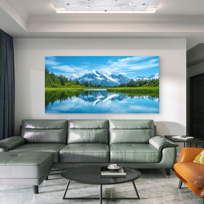 Snow Covered Mountains Wall Art Canvas Office Home Room Framed 120x60cm - Bella Home Decor