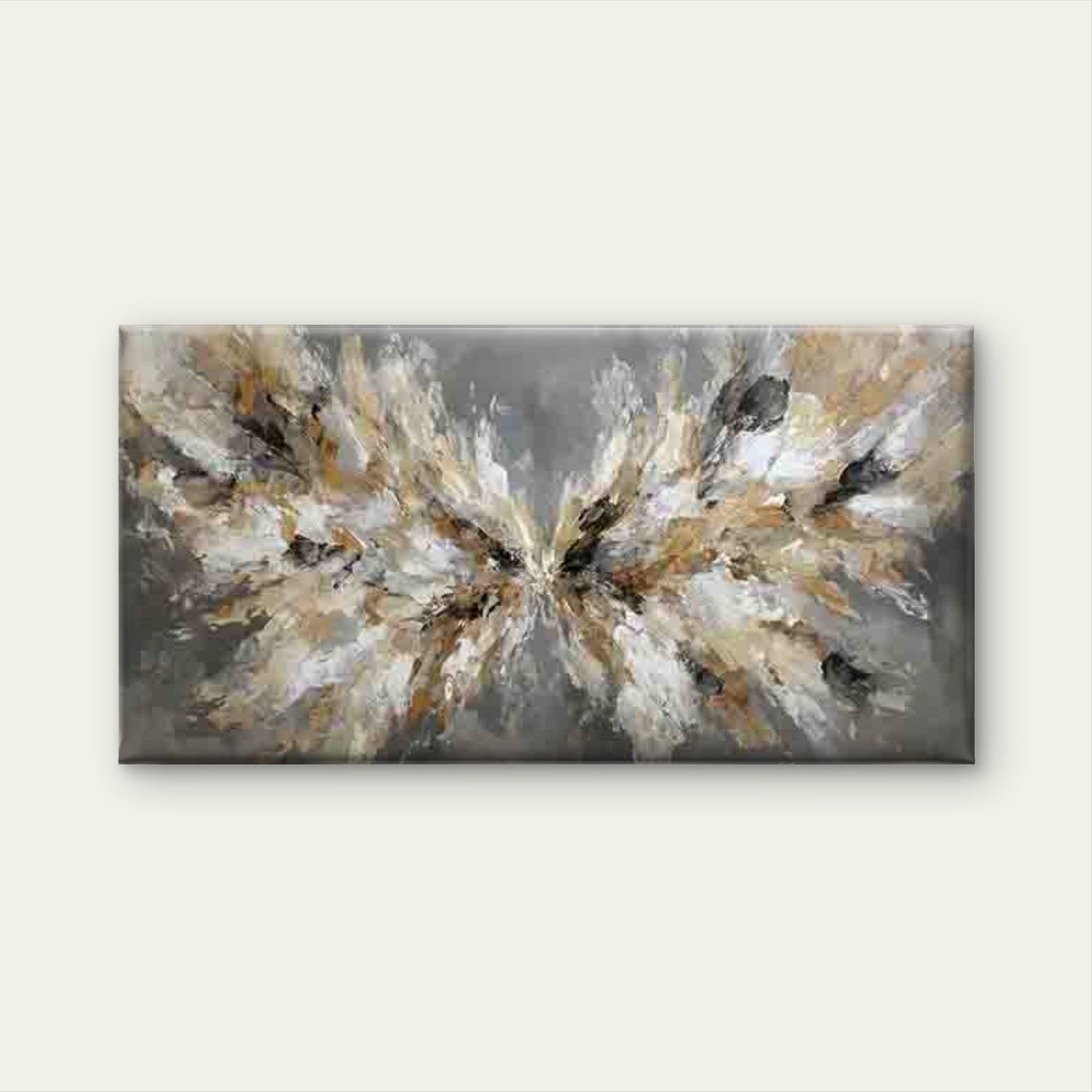 Abstract Beige, Black, White, Wall Art Canvas Office Home Room Framed 120x60cm - Bella Home Decor