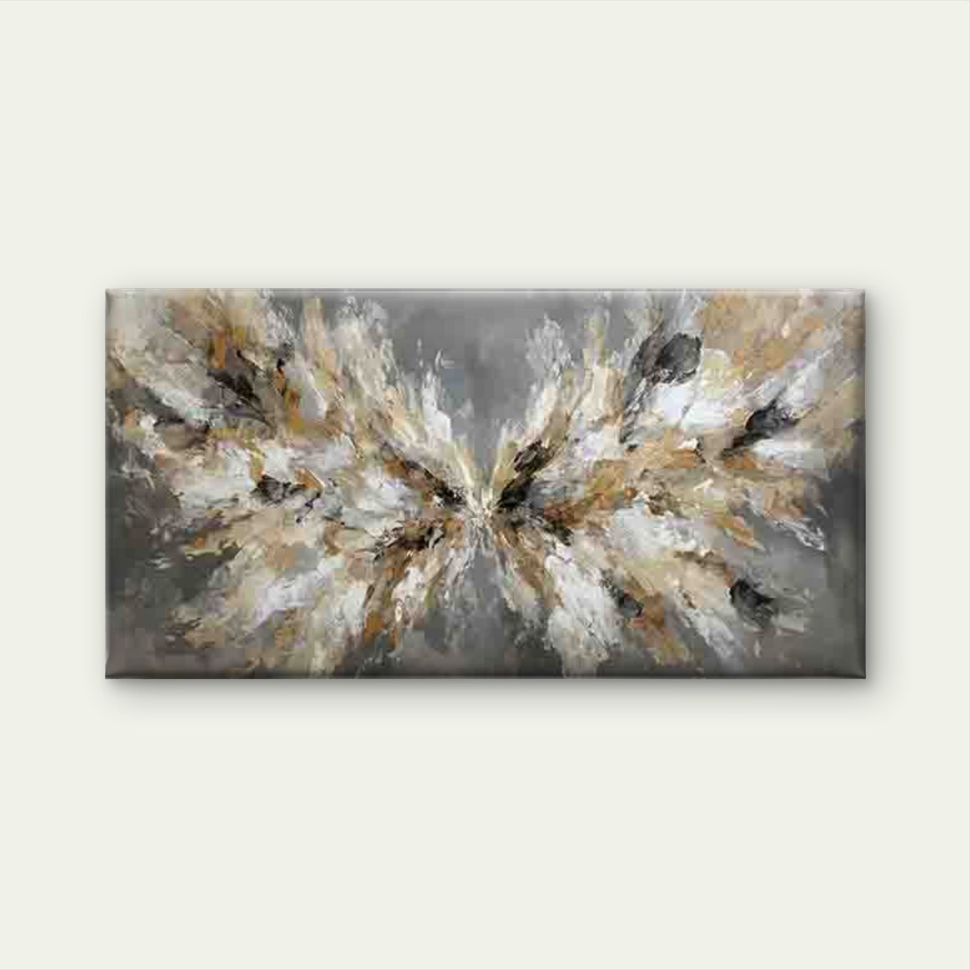 Abstract Beige, Black, White, Wall Art Canvas Office Home Room Framed 120x60cm - Bella Home Decor