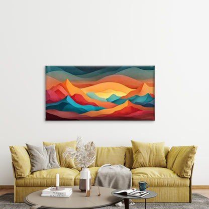 Colorful Layered Mountain Scene Wall Art Canvas Office Home Room Framed 120x60cm - Bella Home Decor