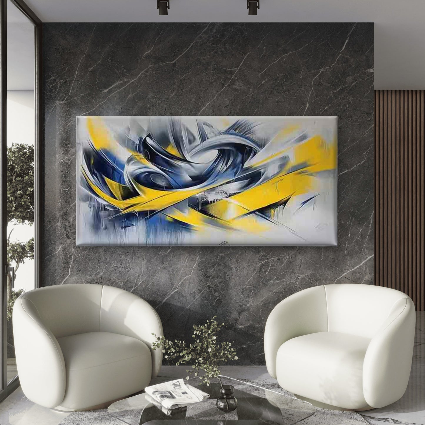 Dynamic Abstract Art Wall Art Canvas Office Home Room Framed 120x60cm - Bella Home Decor