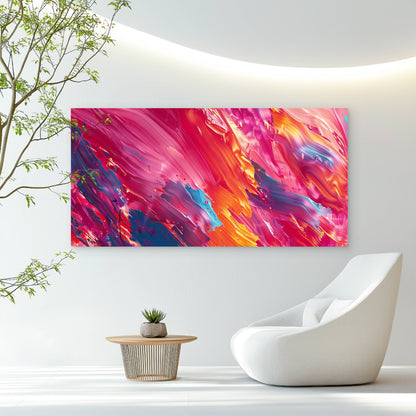Vibrant Strokes Of Color Wall Art Canvas Office Home Room Framed 120x60cm