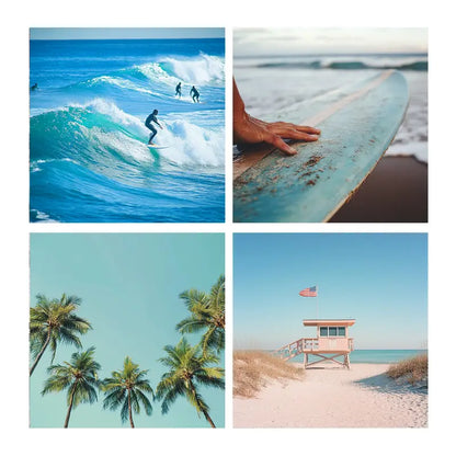 4pcs Surfer Lifestyle  Wall Art Canvas Framed