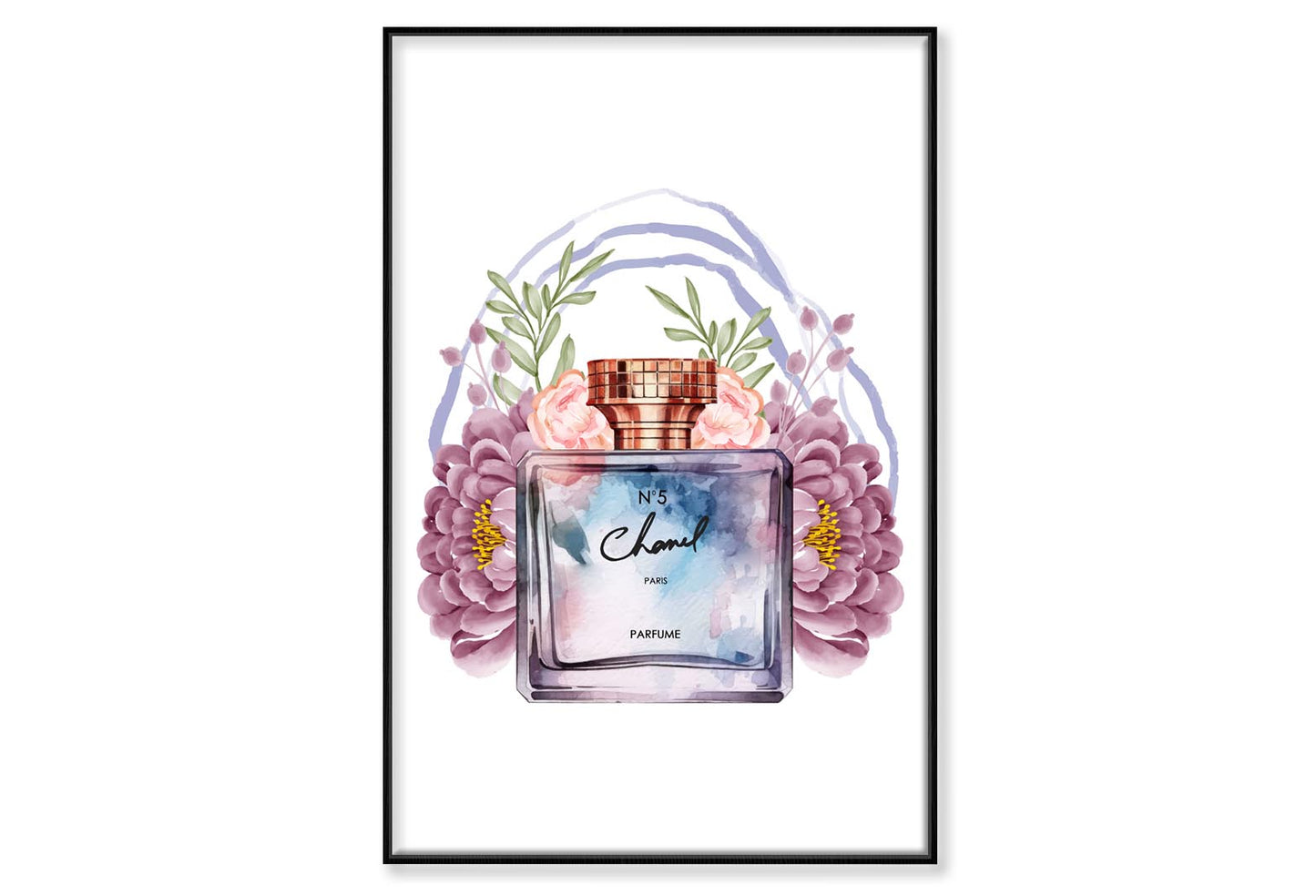 Blue Purple Perfume Wall Art Limited Edition High Quality Print Canvas Box Framed Black