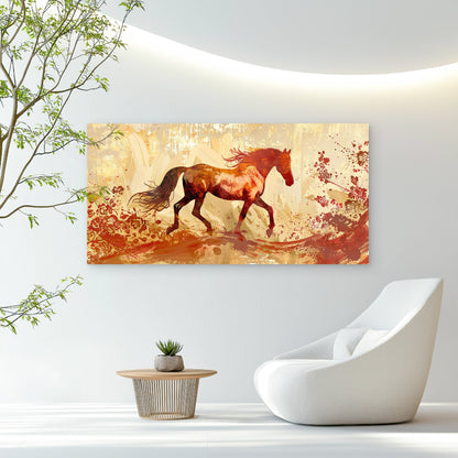 Wild Autumn Galloping Horse Wall Art Canvas Office Home Room Framed 120x60cm