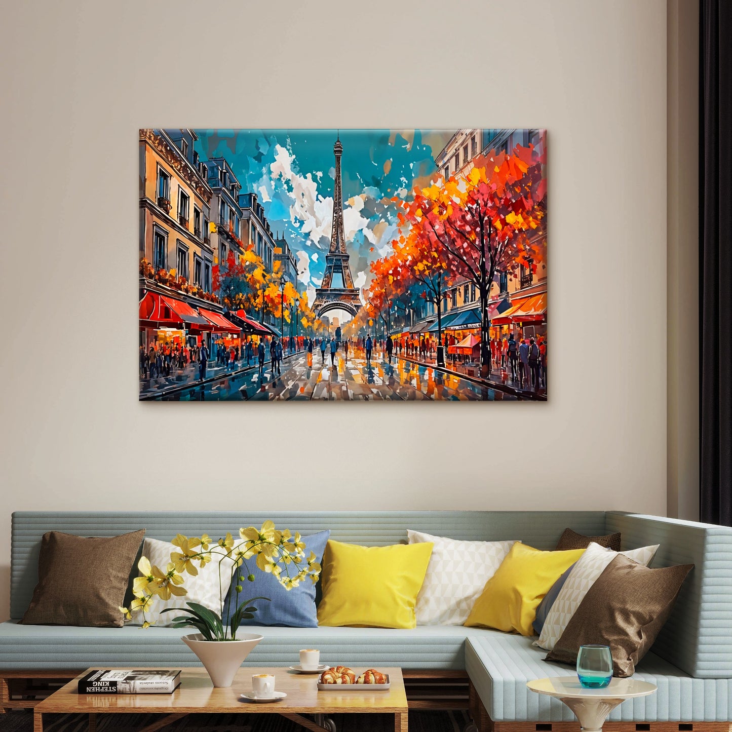 Eiffel Paris Street Painting Wall Art Decor 100% Australian Made