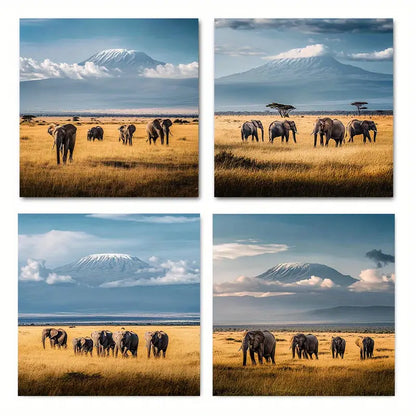 4pcs Mount Kilimanjaro From Keny  Wall Art Canvas Framed