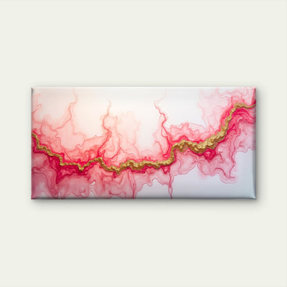 Abstract Pink Gold Veins Flow Wall Art Canvas Office Home Room Framed 120x60cm