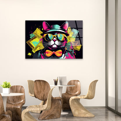 Urban Street Art Cute Dollar Bill Cat Acrylic Glass Printing Wall Art Australian Made Quality