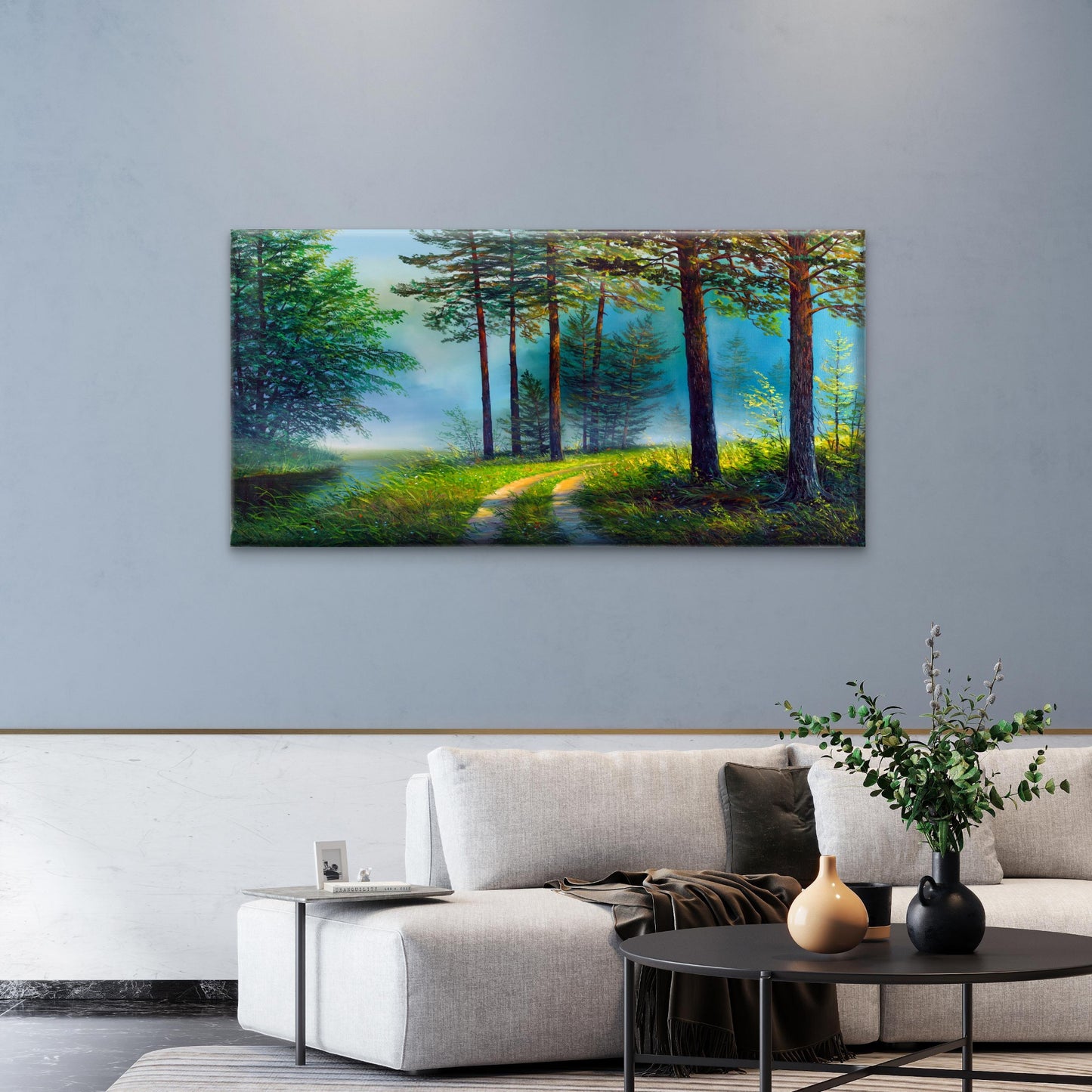 Beautiful Nature Forest Path Wall Art Canvas Office Home Framed 120x60cm