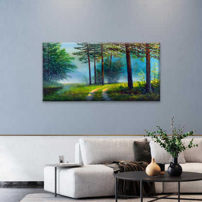 Beautiful Nature Forest Path Wall Art Canvas Office Home Framed 120x60cm