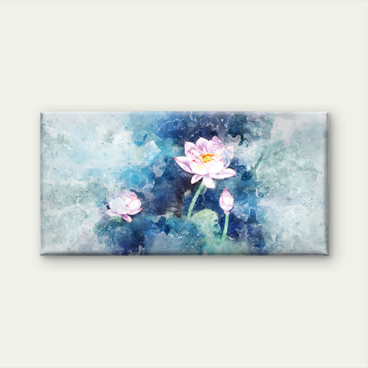 Abstract Lotus Blue Lily Wall Art Canvas Office Home Room Framed 120x60cm