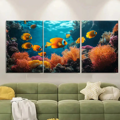 3pcs Coral Reef Tropical Fish Metal Print Ready to Hang Art - Bella Home Decor