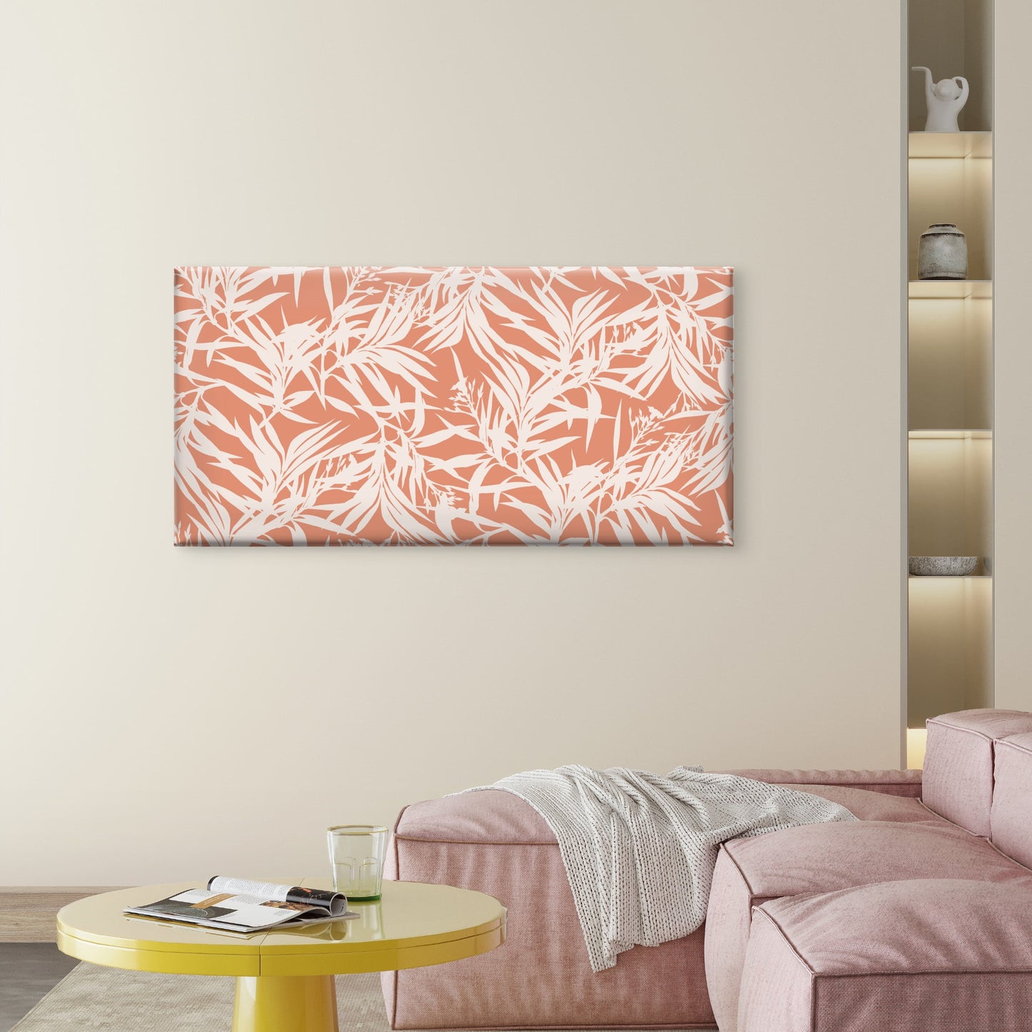 Modern Terracotta Jungle Tree Wall Art Canvas Office Home Room Framed 120x60cm