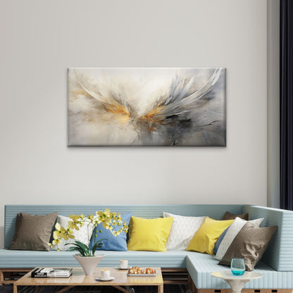 Beige Golden Splash Plume Wall Art Canvas Office Home Room Framed 120x60cm