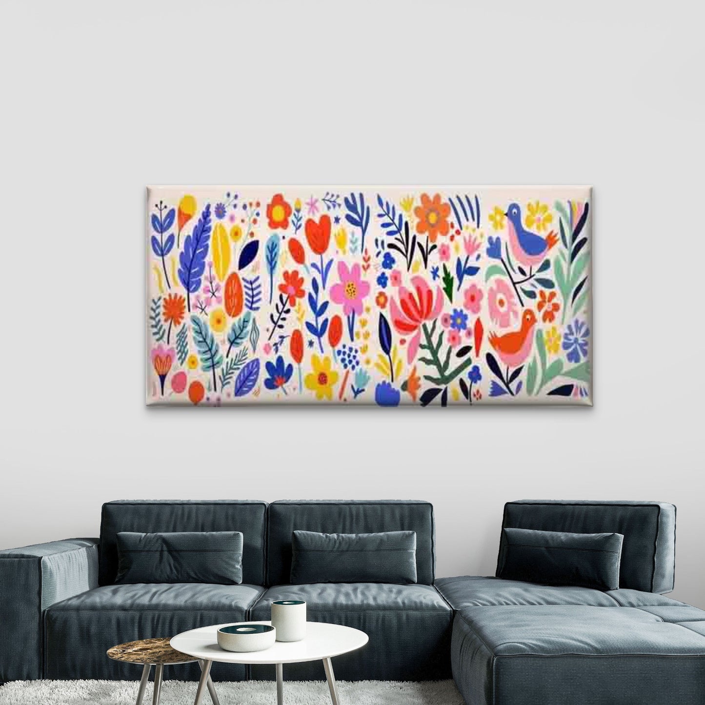 Abstract Botanical Floral Wall Art Canvas Office Home Room Framed 120x60cm